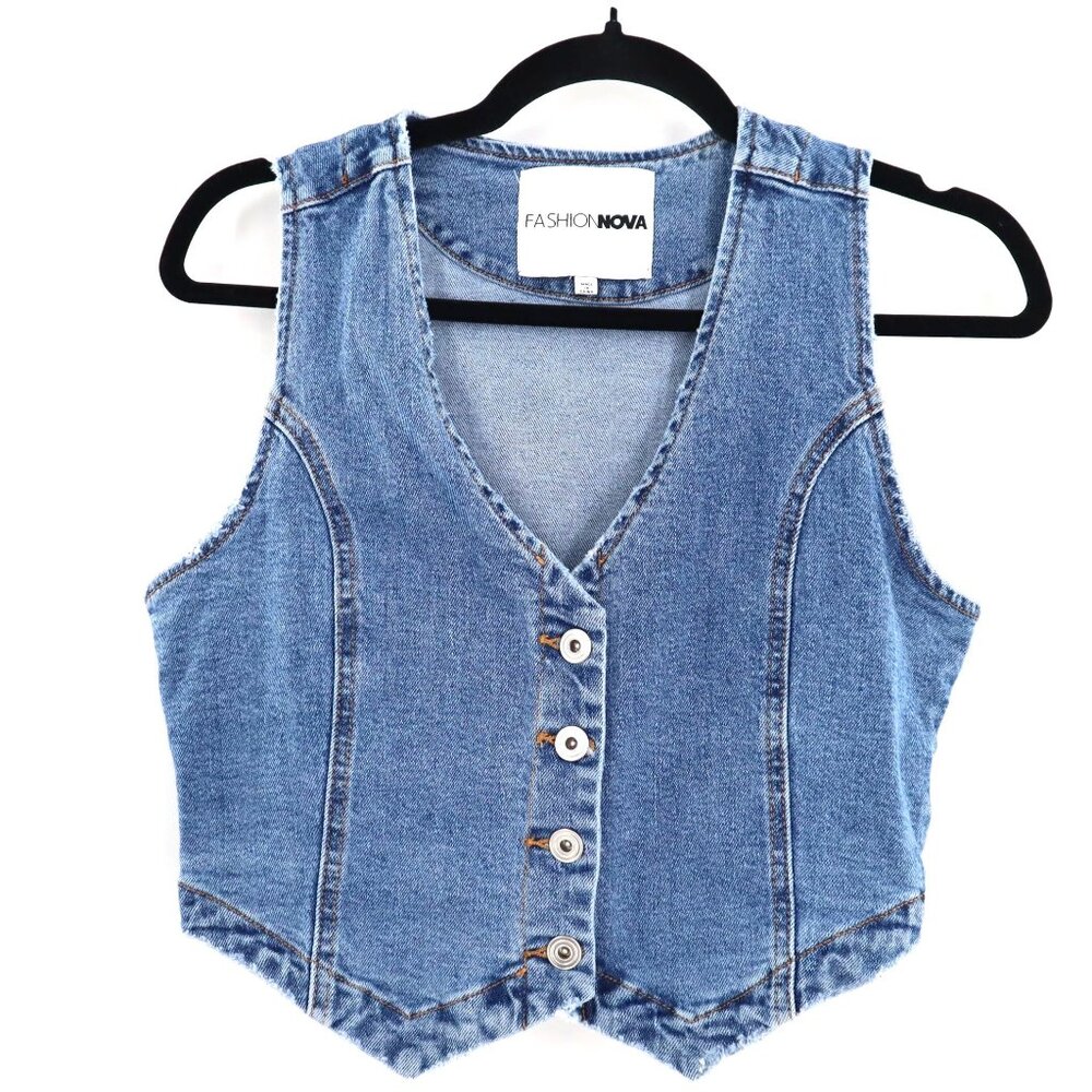 Fashion Nova Blue Denim Vest